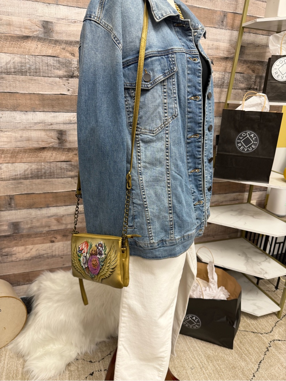 Anuschka Gold w/Wings & Floral Print OS - Picture 2 of 5
